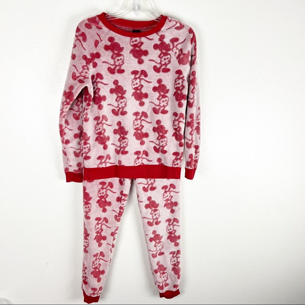DISNEY Red Mickey Mouse Graphic 2 Pc Pajama Set Size XS Loungewear Comfy Warm